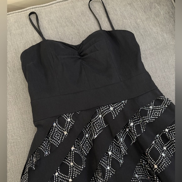 Hailey Logan By Adrianna Papell Mini Black Corset Ruffle Sparkle Dress Party - Picture 3 of 9